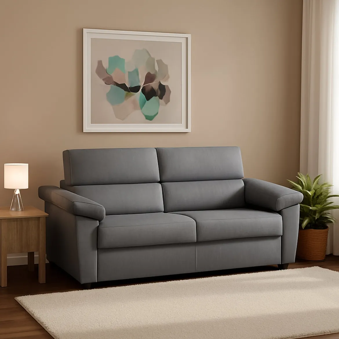Divano Letto 2 Posti Grigio Sfoderabile Contenitore 205x95 cm, di Apertura a Ribalta Made in Italy - Contrada