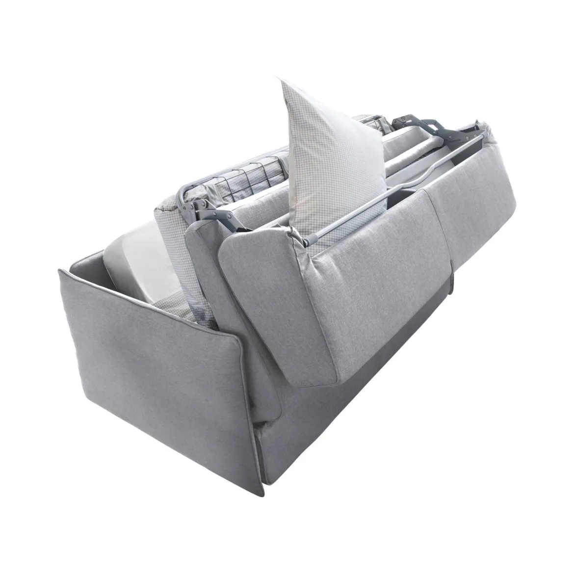 Divano Letto 3 Posti Grigio Sfoderabile Contenitore 200x95 cm, Lavabile Made in Italy - Cecina