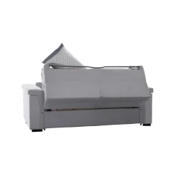 Divano Letto 3 Posti Grigio Sfoderabile Contenitore 225x95 cm, Lavabile Made in Italy - Nus