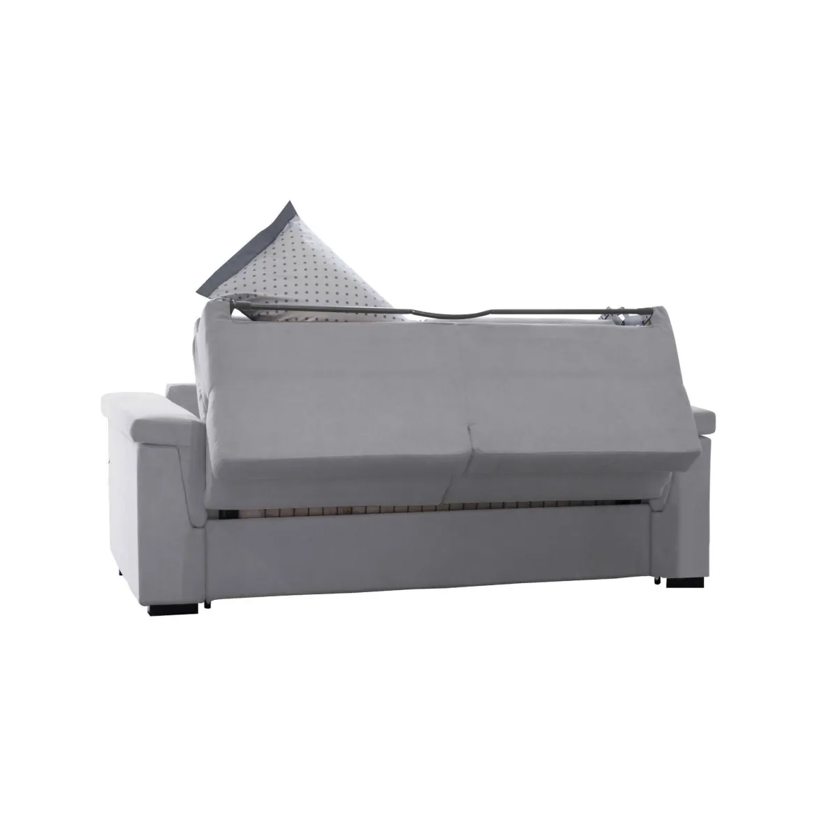 Divano Letto 3 Posti Grigio Sfoderabile Contenitore 225x95 cm, Lavabile Made in Italy - Nus
