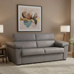 Divano Letto 3 Posti Grigio Sfoderabile Contenitore 225x95 cm, Lavabile Made in Italy - Pacecos