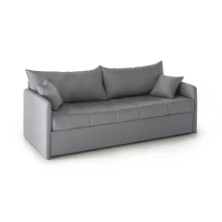 Divano Letto 3 Posti Grigio Sfoderabile Lavabile 205x86 cm, Letto Estraibile Materasso Incluso Made in Italy - Avellana