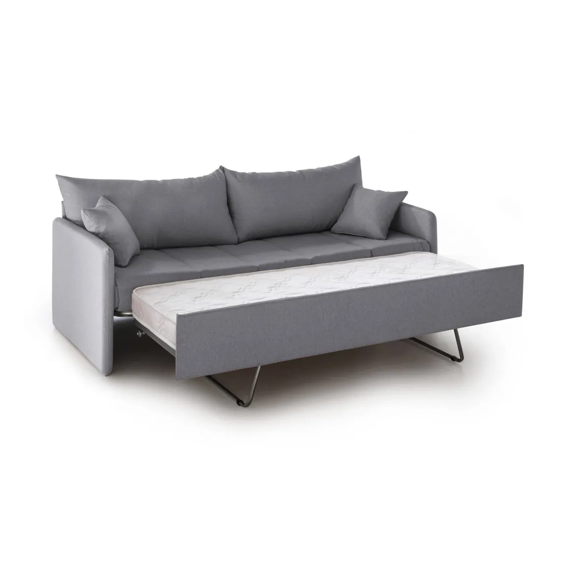 Divano Letto 3 Posti Grigio Sfoderabile Lavabile 205x86 cm, Letto Estraibile Materasso Incluso Made in Italy - Avellana