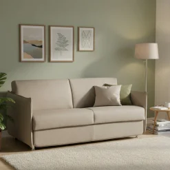 Divano Letto 2 Posti Grigio Tortora Sfoderabile Contenitore 180x95 cm, di Apertura a Ribalta Made in Italy - Casabona