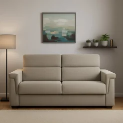 Divano Letto 2 Posti Grigio Tortora Sfoderabile Contenitore 185x95 cm, di Apertura a Ribalta Made in Italy - Salorno