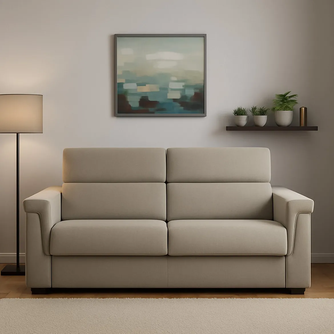 Divano Letto 2 Posti Grigio Tortora Sfoderabile Contenitore 185x95 cm, di Apertura a Ribalta Made in Italy - Salorno