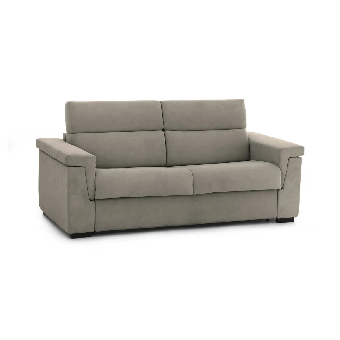 Divano Letto 2 Posti Grigio Tortora Sfoderabile Contenitore 185x95 cm, di Apertura a Ribalta Made in Italy - Salorno