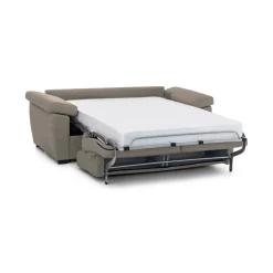 Divano Letto 2 Posti Grigio Tortora Sfoderabile Contenitore 185x95 cm, di Apertura a Ribalta Made in Italy - Tenna