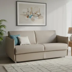 Divano Letto 3 Posti Grigio Tortora Sfoderabile Contenitore 200x95 cm, Lavabile Made in Italy - Cecina