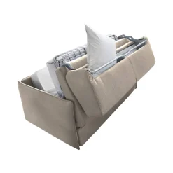 Divano Letto 3 Posti Grigio Tortora Sfoderabile Contenitore 220x95 cm, Lavabile Made in Italy - Marcon