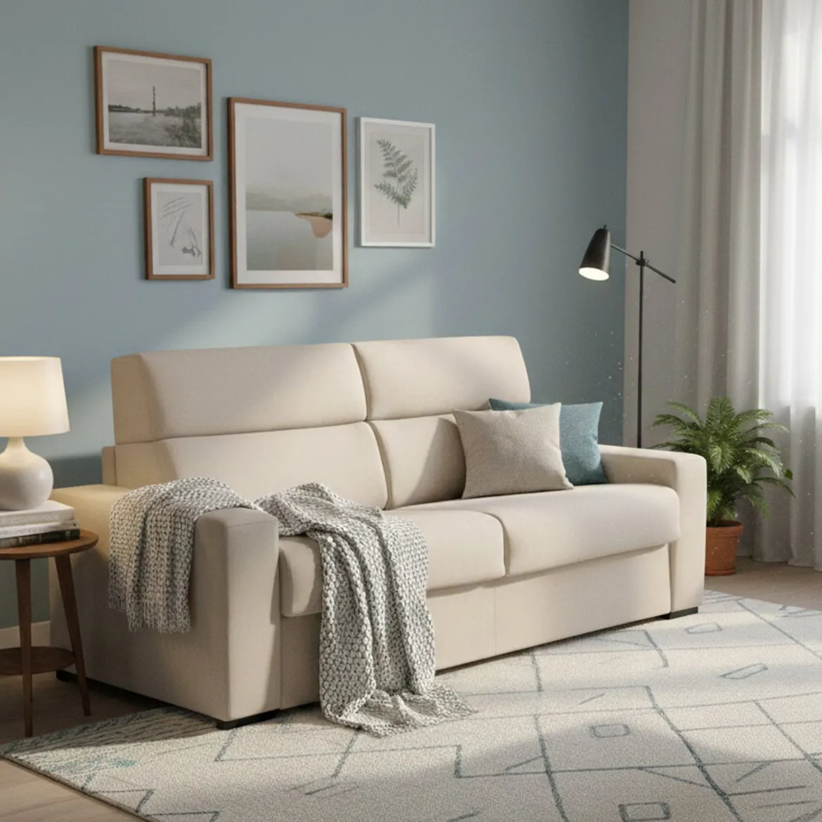 Divano Letto 3 Posti Grigio Tortora Sfoderabile Contenitore 220x95 cm, Lavabile Made in Italy - Quindici
