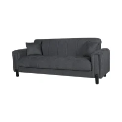 Divano Letto 3 Posti Nero Antracite Contenitore 226x86 cm, Lavabile - Papozze