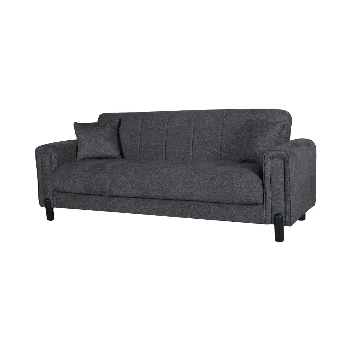 Divano Letto 3 Posti Nero Antracite Contenitore 226x86 cm, Lavabile - Papozze