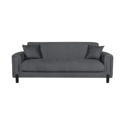 Divano Letto 3 Posti Nero Antracite Contenitore 226x86 cm, Lavabile - Papozze