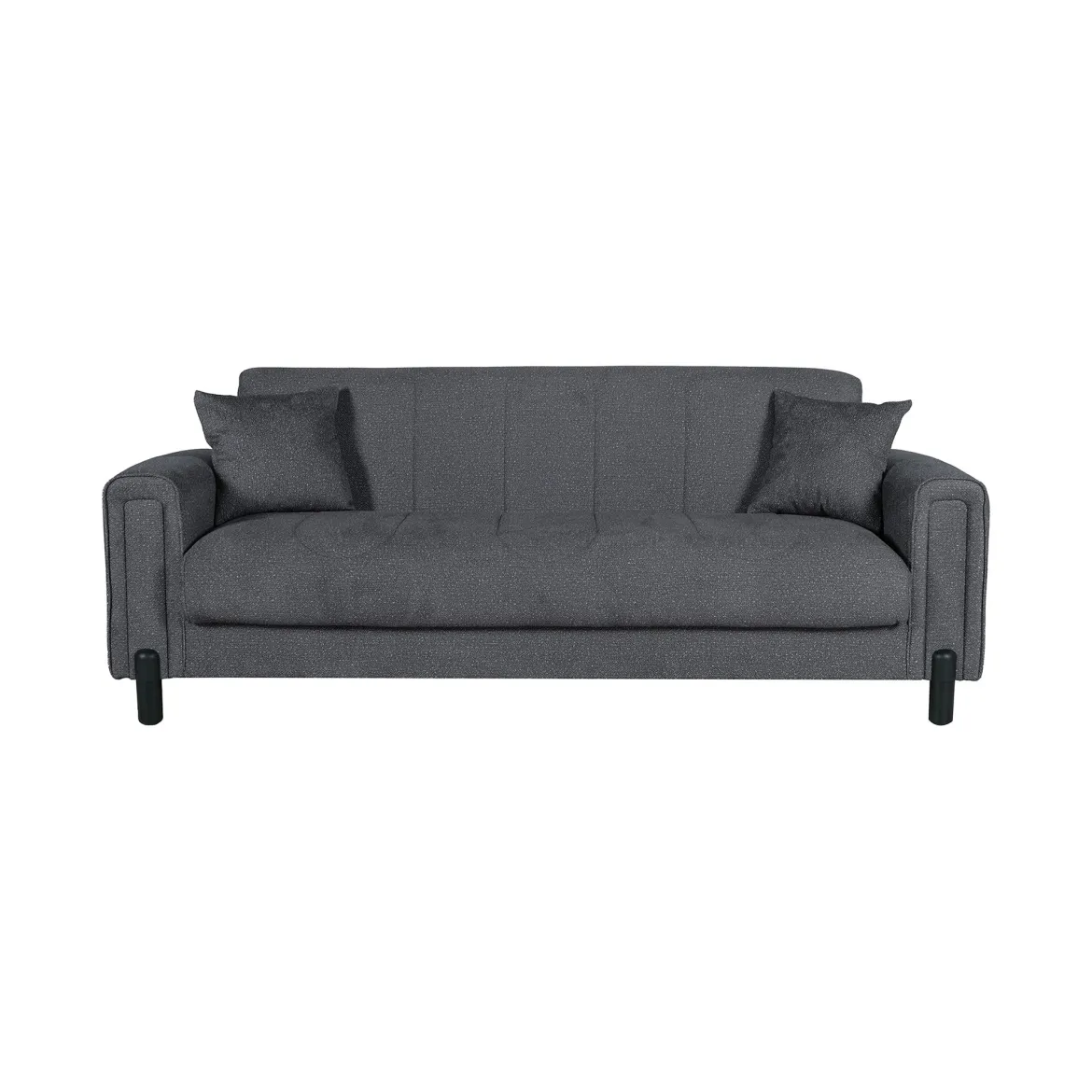 Divano Letto 3 Posti Nero Antracite Contenitore 226x86 cm, Lavabile - Papozze