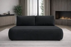 Divano Letto 2 Posti Nero Contenitore Cuscini Sfoderabili 210x106 cm, Reclinabile - Brugnato