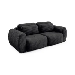 Divano Letto 2 Posti Nero Contenitore di Apertura a Libro 266x121 cm, Reclinabile - Golgi