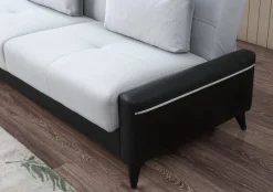 Divano letto 3 posti nero e bianco 207x92cm - Belluno