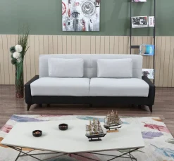 Divano letto 3 posti nero e bianco 207x92cm - Belluno