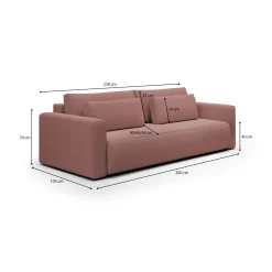Divano Letto 2 Posti Rosa Contenitore di Apertura a Libro 240x105 cm, Reclinabile - Erbezzo