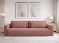 Divano Letto 2 Posti Rosa Contenitore di Apertura a Libro 240x105 cm, Reclinabile - Erbezzo