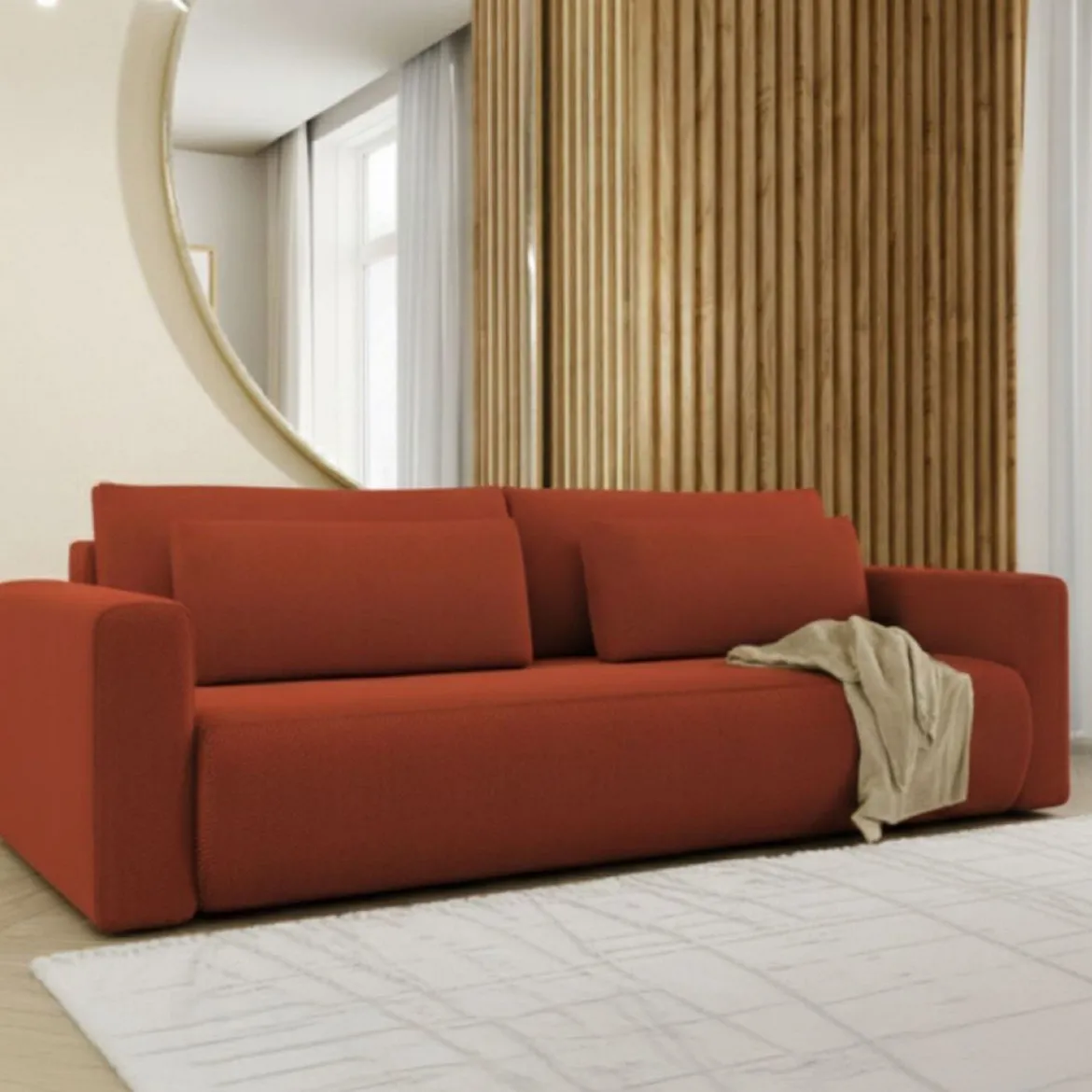 Divano Letto 2 Posti Rosso Contenitore di Apertura a Libro 240x105 cm, Reclinabile - Erbezzo