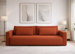 Divano Letto 2 Posti Rosso Contenitore di Apertura a Libro 240x105 cm, Reclinabile - Erbezzo