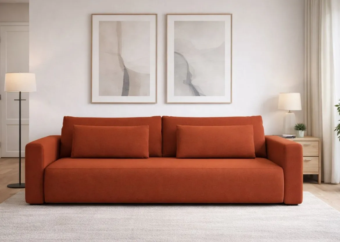 Divano Letto 2 Posti Rosso Contenitore di Apertura a Libro 240x105 cm, Reclinabile - Erbezzo