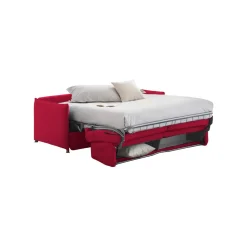 Divano Letto 2 Posti Rosso Sfoderabile Contenitore 160x95 cm, di Apertura a Ribalta Made in Italy - Follina