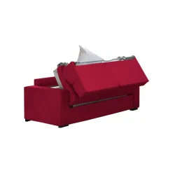 Divano Letto 2 Posti Rosso Sfoderabile Contenitore 180x95 cm, di Apertura a Ribalta Made in Italy - None