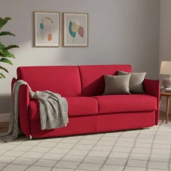 Divano Letto 2 Posti Rosso Sfoderabile Contenitore 180x95 cm, di Apertura a Ribalta Made in Italy - Trissino