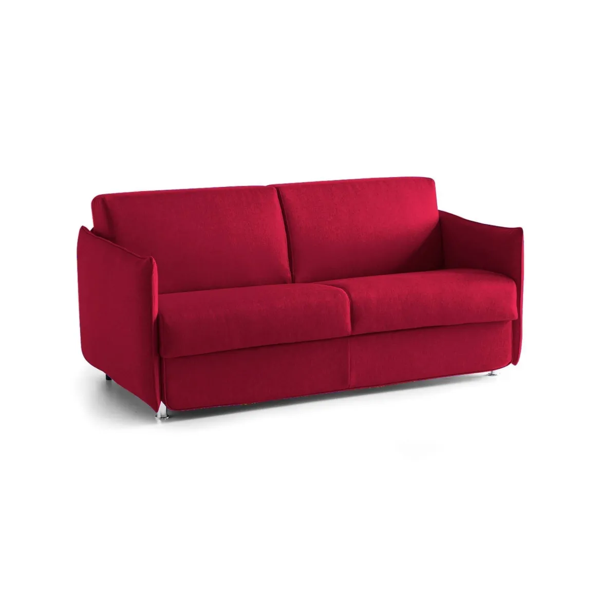 Divano Letto 2 Posti Rosso Sfoderabile Contenitore 180x95 cm, di Apertura a Ribalta Made in Italy - Trovo