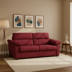 Divano Letto 2 Posti Rosso Sfoderabile Contenitore 185x95 cm, di Apertura a Ribalta Made in Italy - Seui