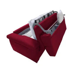 Divano Letto 2 Posti Rosso Sfoderabile Contenitore 185x95 cm, di Apertura a Ribalta Made in Italy - Tenna