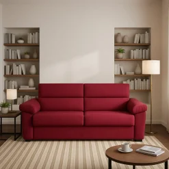 Divano Letto 2 Posti Rosso Sfoderabile Contenitore 205x95 cm, di Apertura a Ribalta Made in Italy - Biscossi