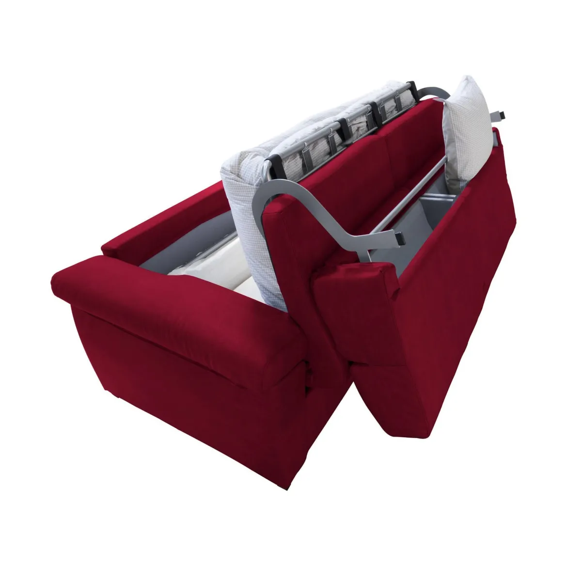 Divano Letto 2 Posti Rosso Sfoderabile Contenitore 205x95 cm, Lavabile Made in Italy - Fisciano