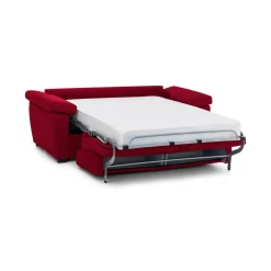 Divano Letto 2 Posti Rosso Sfoderabile Contenitore 205x95 cm, Lavabile Made in Italy - Fisciano