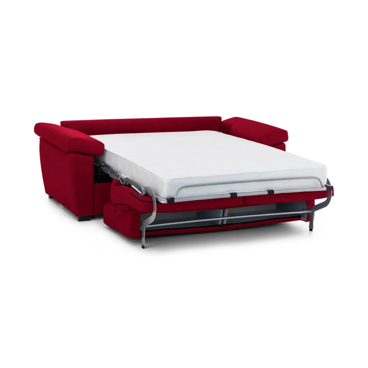 Divano Letto 2 Posti Rosso Sfoderabile Contenitore 205x95 cm, Lavabile Made in Italy - Fisciano