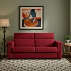 Divano Letto 2 Posti Rosso Sfoderabile Contenitore 205x95 cm, di Apertura a Ribalta Made in Italy - Brusasco