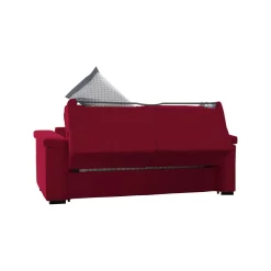 Divano Letto 2 Posti Rosso Sfoderabile Contenitore 205x95 cm, di Apertura a Ribalta Made in Italy - Brusasco