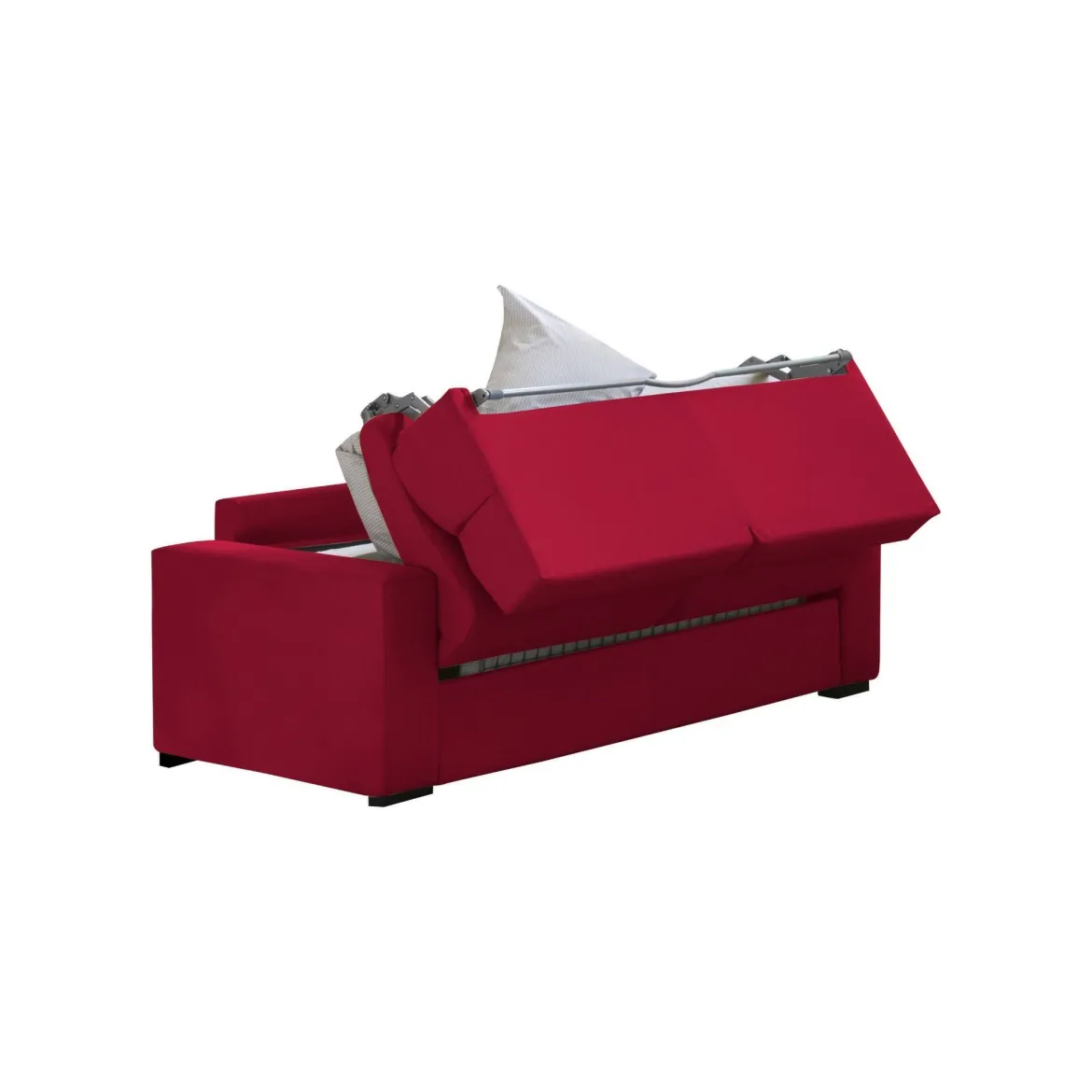 Divano Letto 3 Posti Rosso Sfoderabile Contenitore 220x95 cm, Lavabile Made in Italy - Marcon