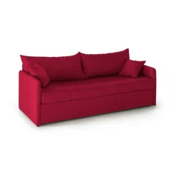 Divano Letto 3 Posti Rosso Sfoderabile Lavabile 205x86 cm, Idrorepellente Letto Estraibile Materasso Incluso Made in Italy - Avellana