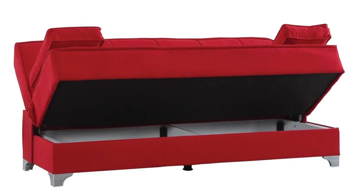 Divano letto 3 posti rosso 227x150cm - Armadillo