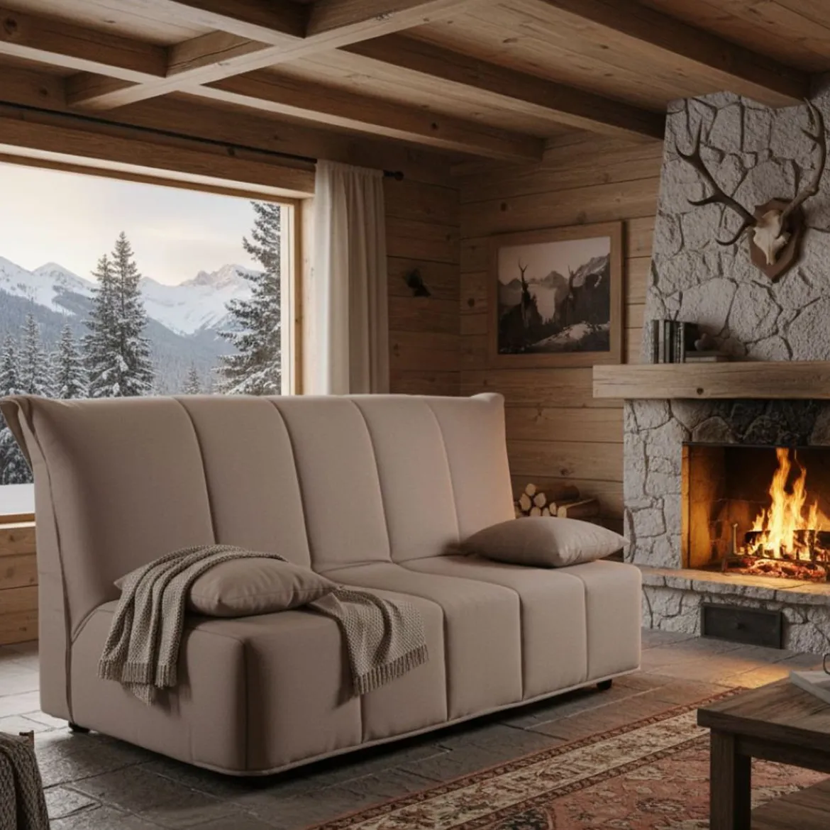 Divano letto 2 posti tortora 125x90cm - Ariska