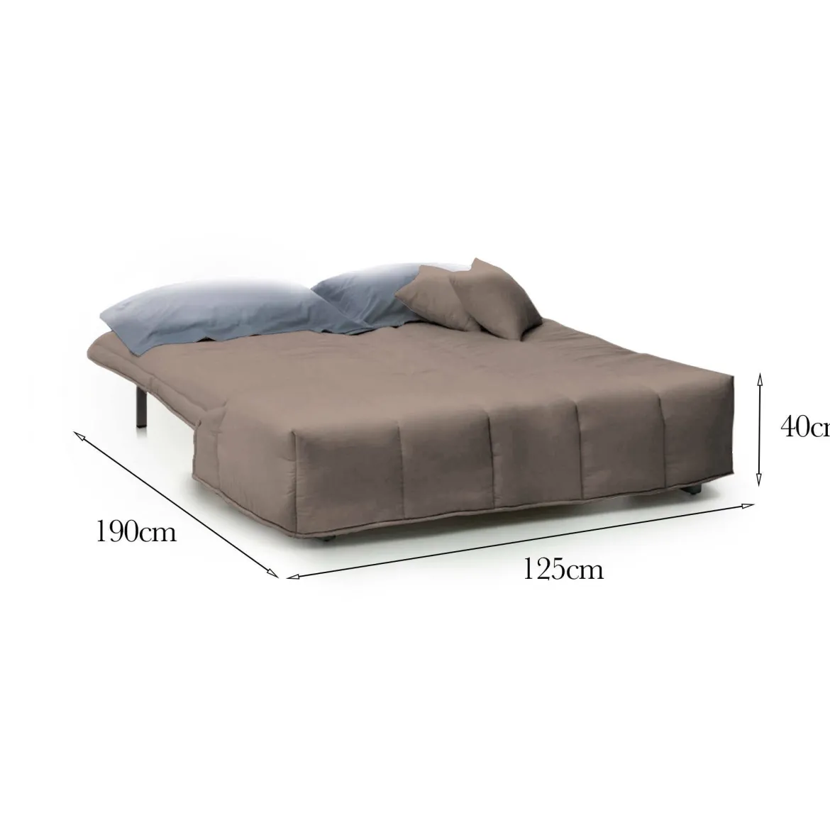Divano letto 2 posti tortora 125x90cm - Ariska