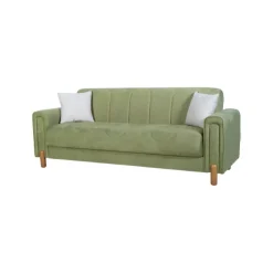 Divano Letto 3 Posti Verde Contenitore di Apertura Click-clack 226x86 cm, Lavabile - Papozze