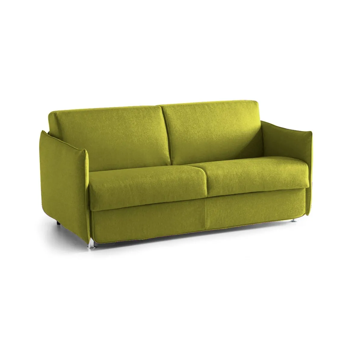 Divano Letto 2 Posti Verde Sfoderabile Contenitore 160x95 cm, di Apertura a Ribalta Made in Italy - Follina