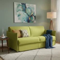 Divano Letto 2 Posti Verde Sfoderabile Contenitore 180x95 cm, di Apertura a Ribalta Made in Italy - Trovo
