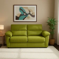 Divano Letto 2 Posti Verde Sfoderabile Contenitore 185x95 cm, di Apertura a Ribalta Made in Italy - Salorno