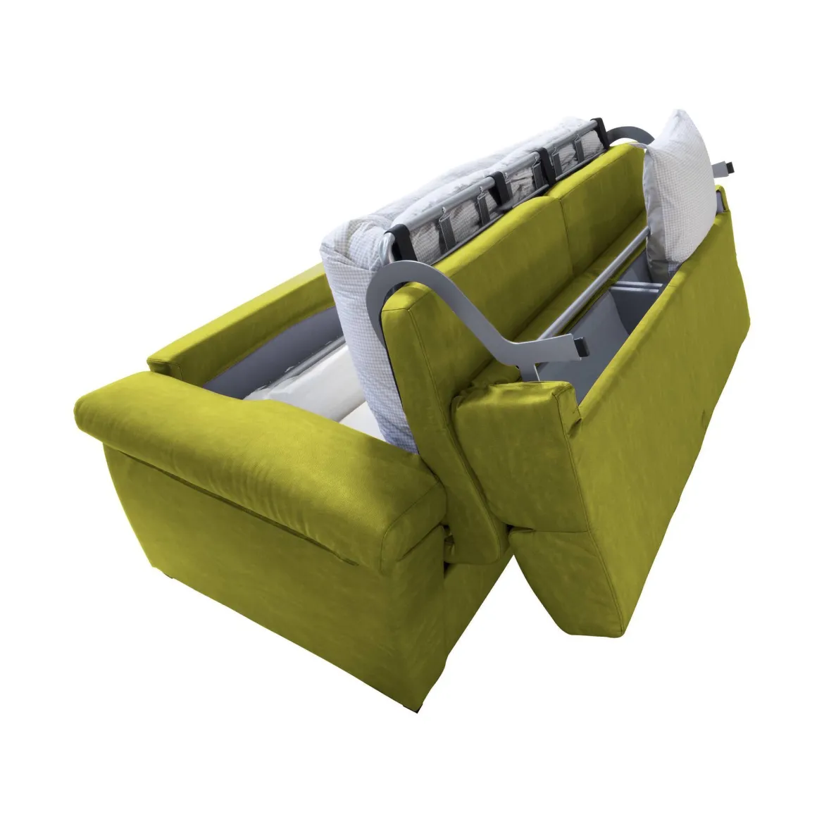 Divano Letto 2 Posti Verde Sfoderabile Contenitore 185x95 cm, di Apertura a Ribalta Made in Italy - Salorno